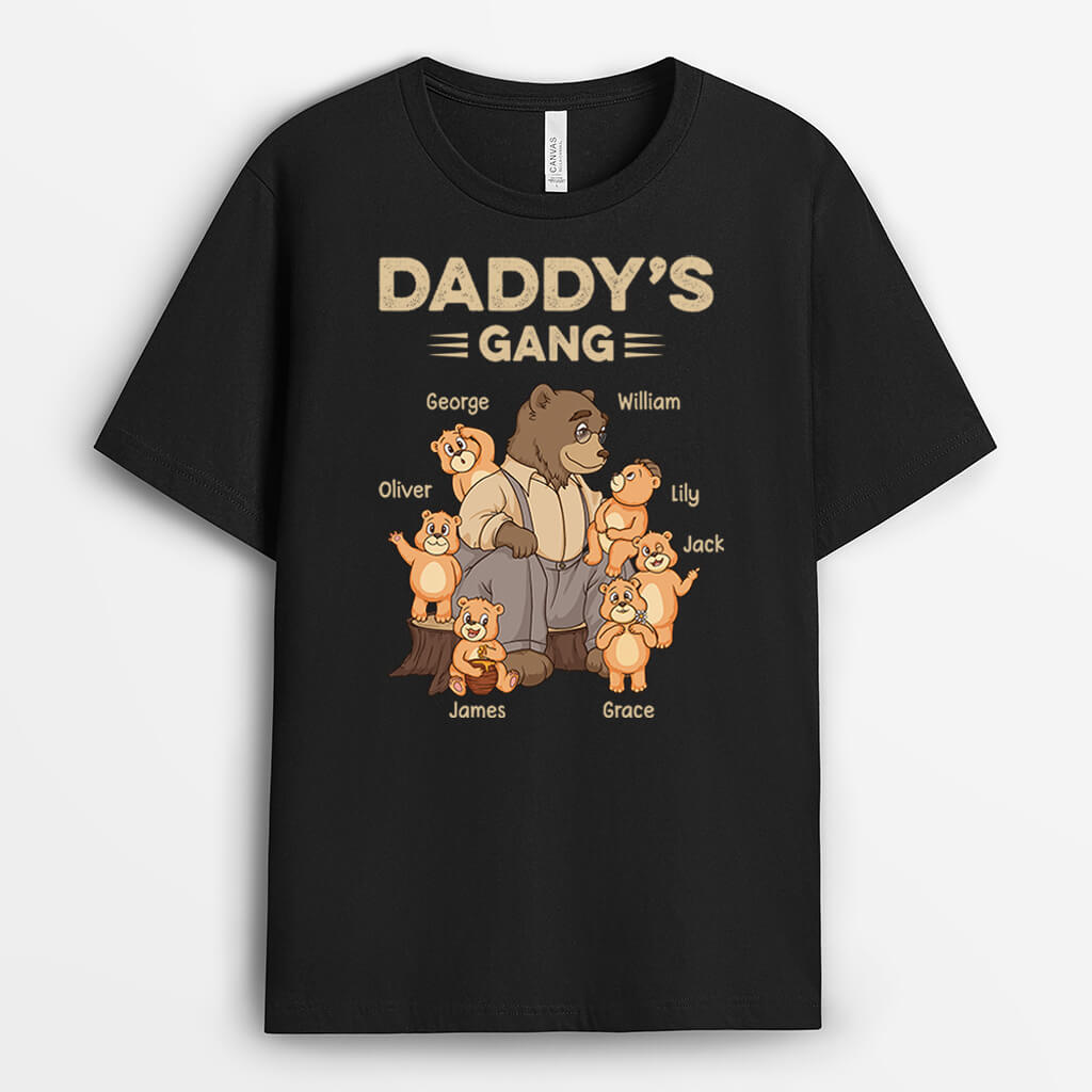 2393AUK1 personalised dads grandads gang bear t shirt