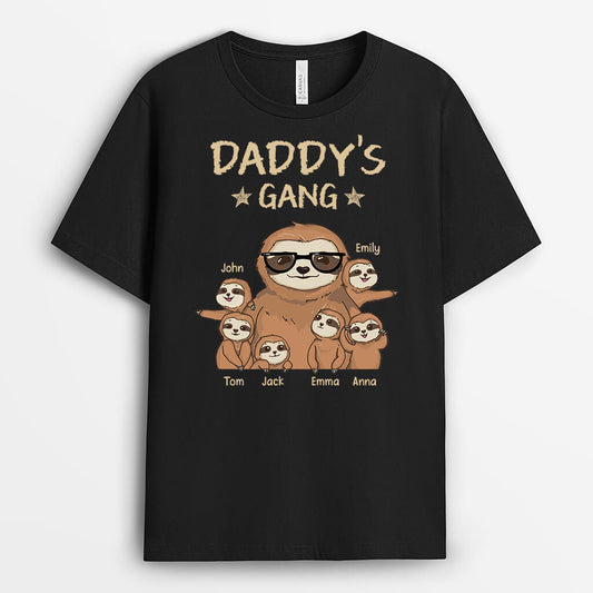 2395AUK1 personalised dads grandads gang sloth t shirt