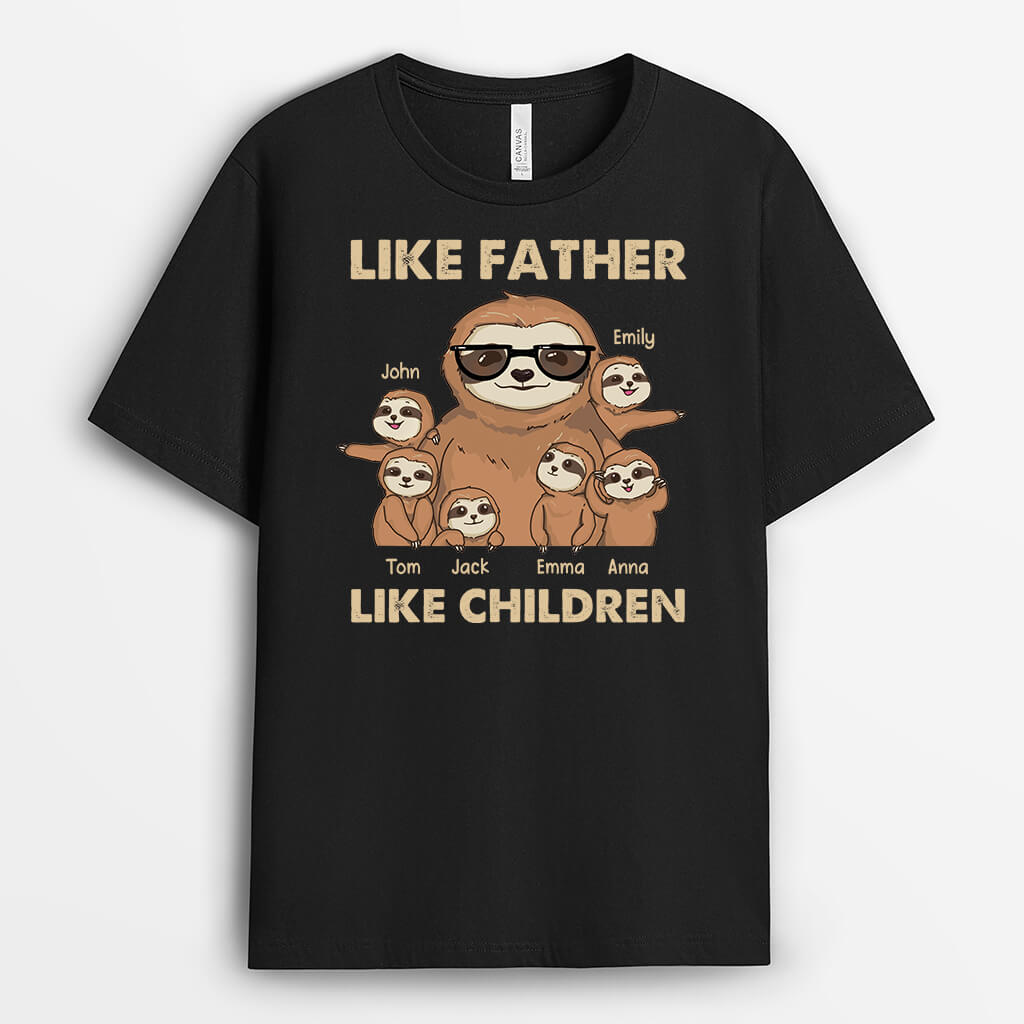 2396AUK1 personalised like father like children sloth t shirt