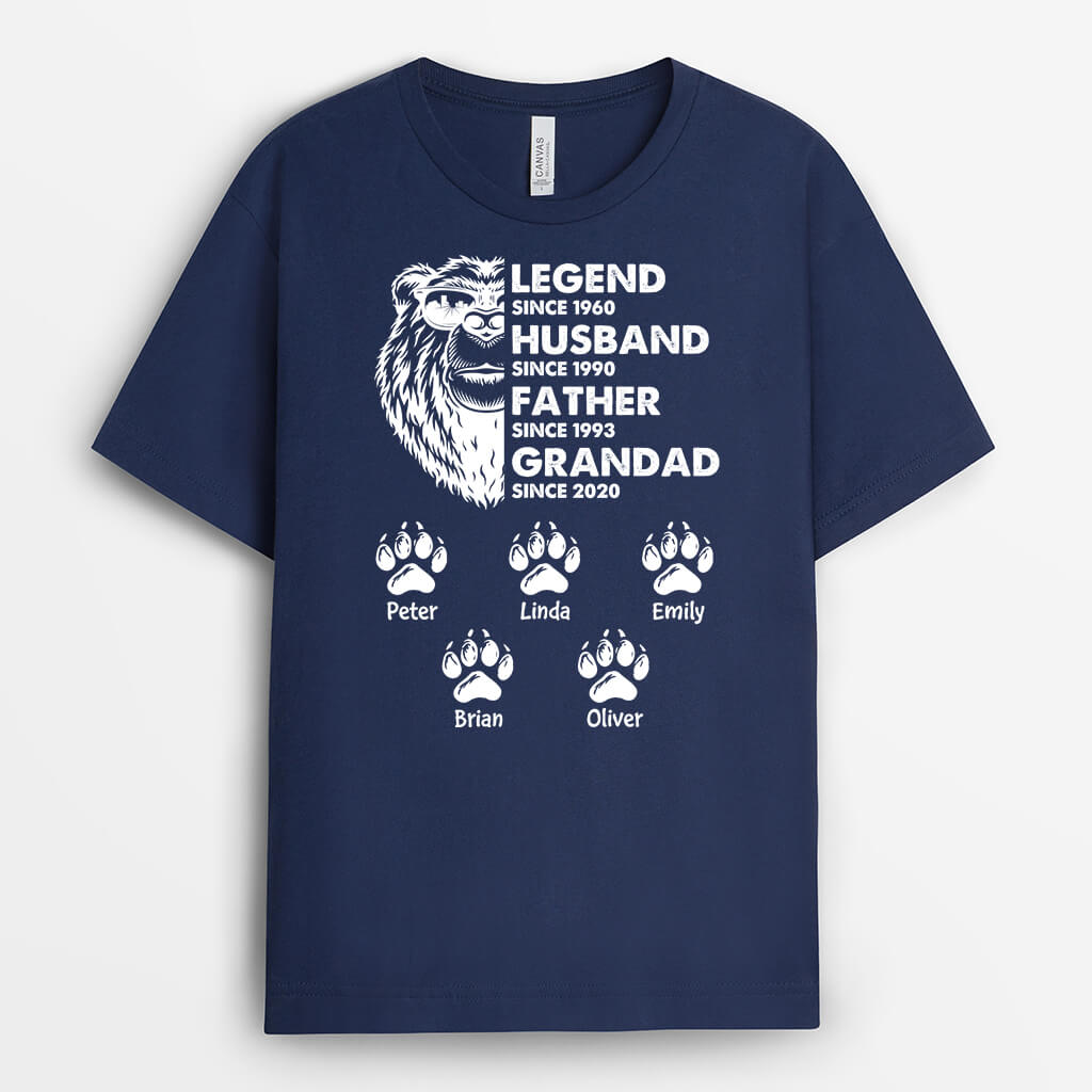 2400AUK1 personalised legend husband dad grandpa bear with paws t shirt