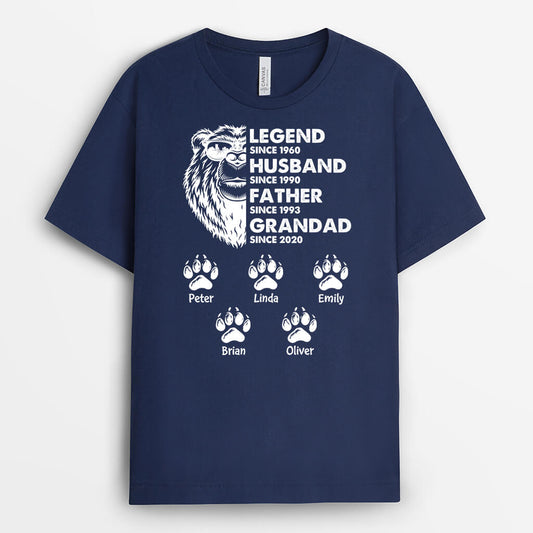 2400AUK1 personalised legend husband dad grandpa bear with paws t shirt