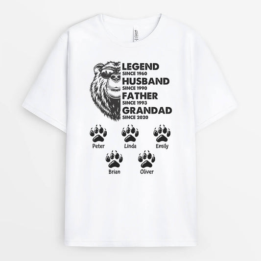 2401AUK1 personalised legend husband dad grandpa bear paws t shirt