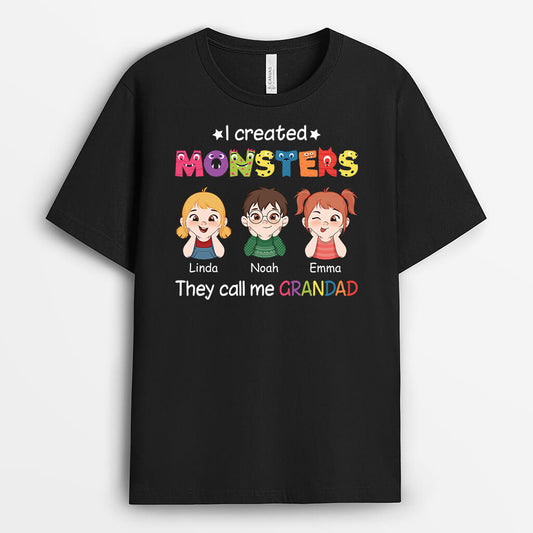 2402AUK1 personalised i created monsters they call me daddy grandad t shirt