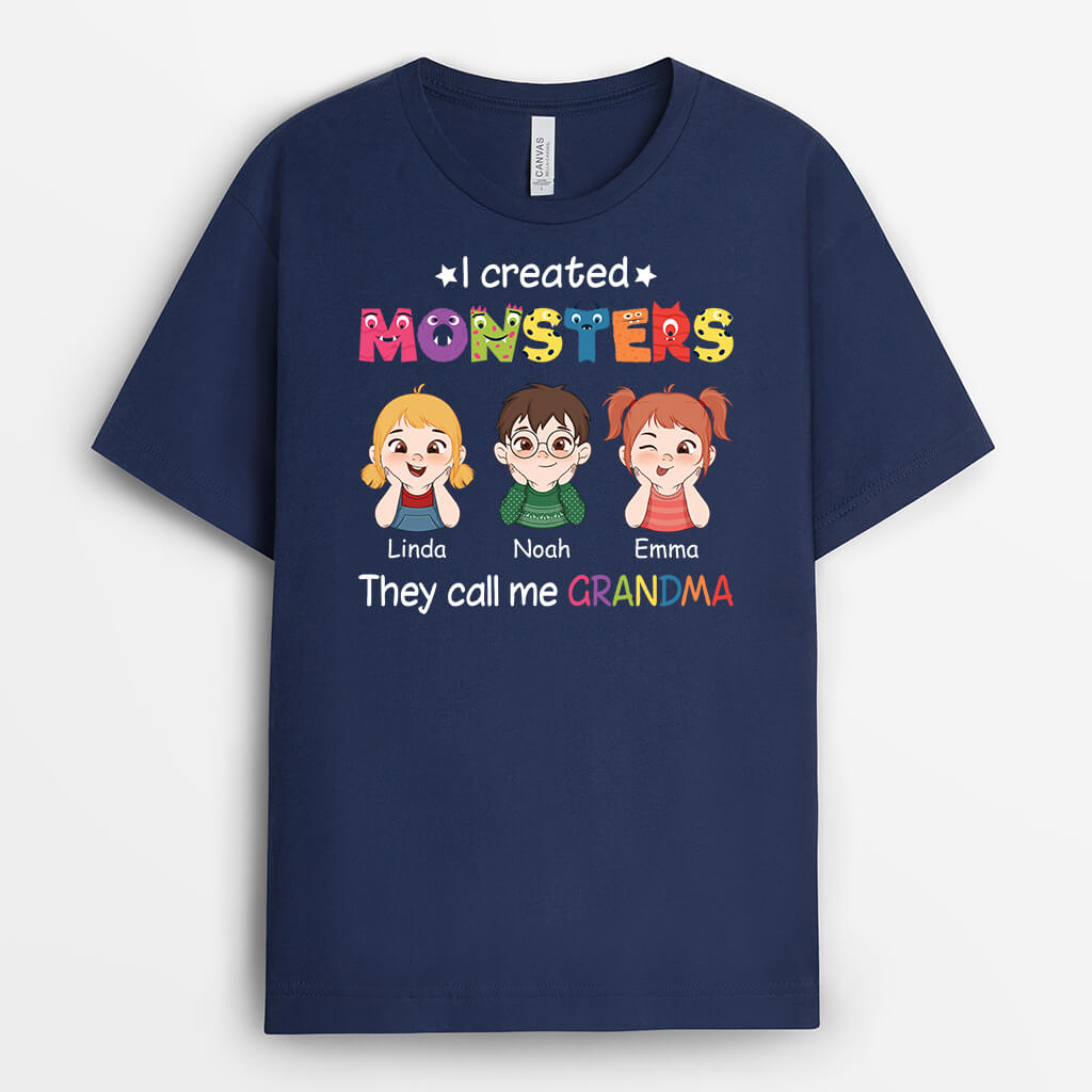 2402AUK2 personalised i created monsters they call me daddy grandad t shirt