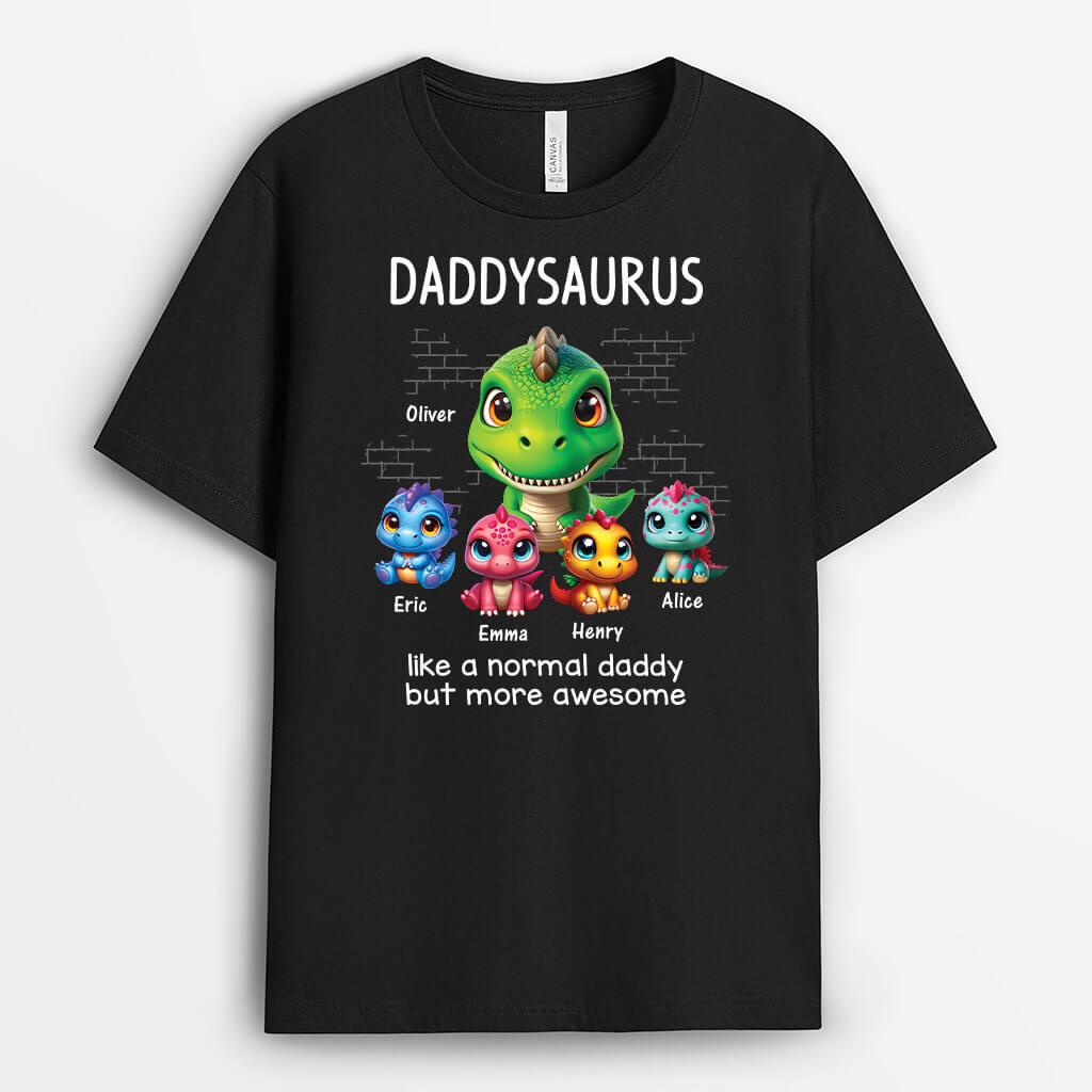 2403AUK1 personalised daddy grandpasaurus like normal but more awesome t shirt