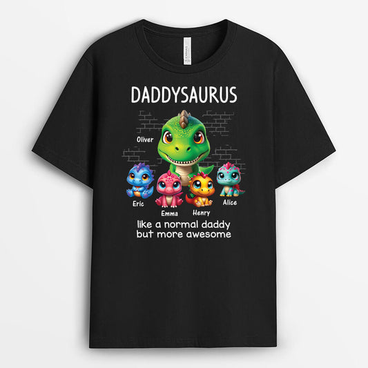 2403AUK1 personalised daddy grandpasaurus like normal but more awesome t shirt