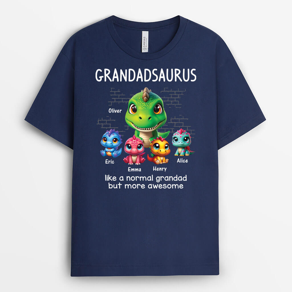 2403AUK2 personalised daddy grandpasaurus like normal but more awesome t shirt