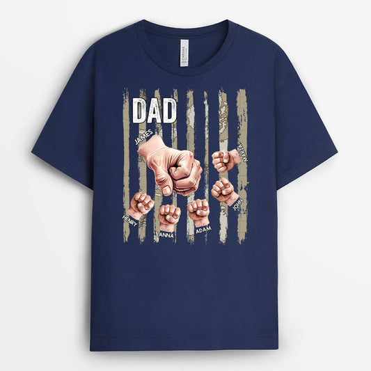 2404AUK1 personalised dad and kids fists army t shirt_2