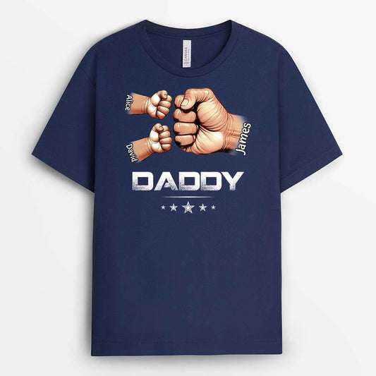 2407AUK1 personalised dad grandad fists bump 5 stars t shirt