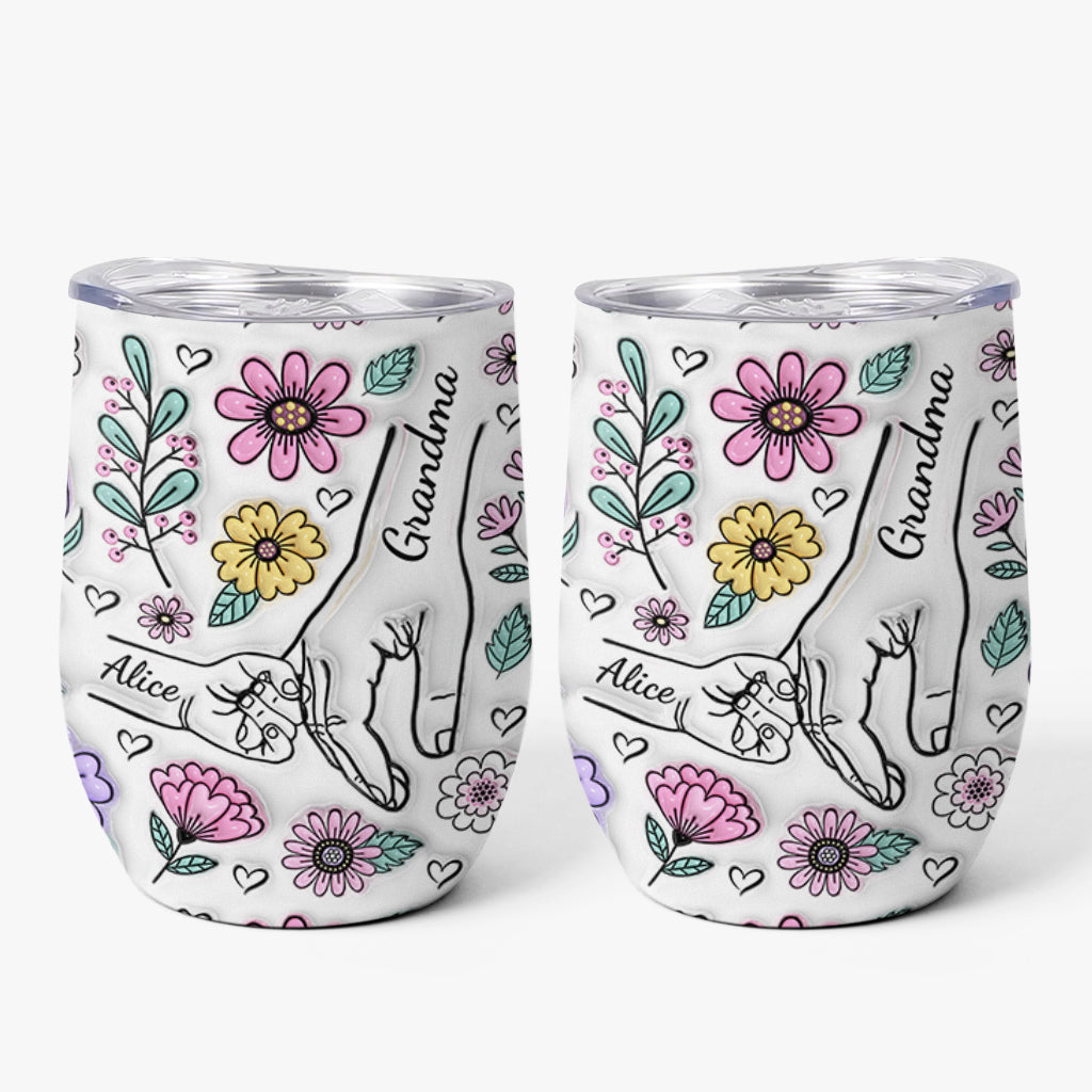 2408TUS1 custom floral 3d inflated effect wine tumbler_ gifts for grandma mom 2408T5H5A