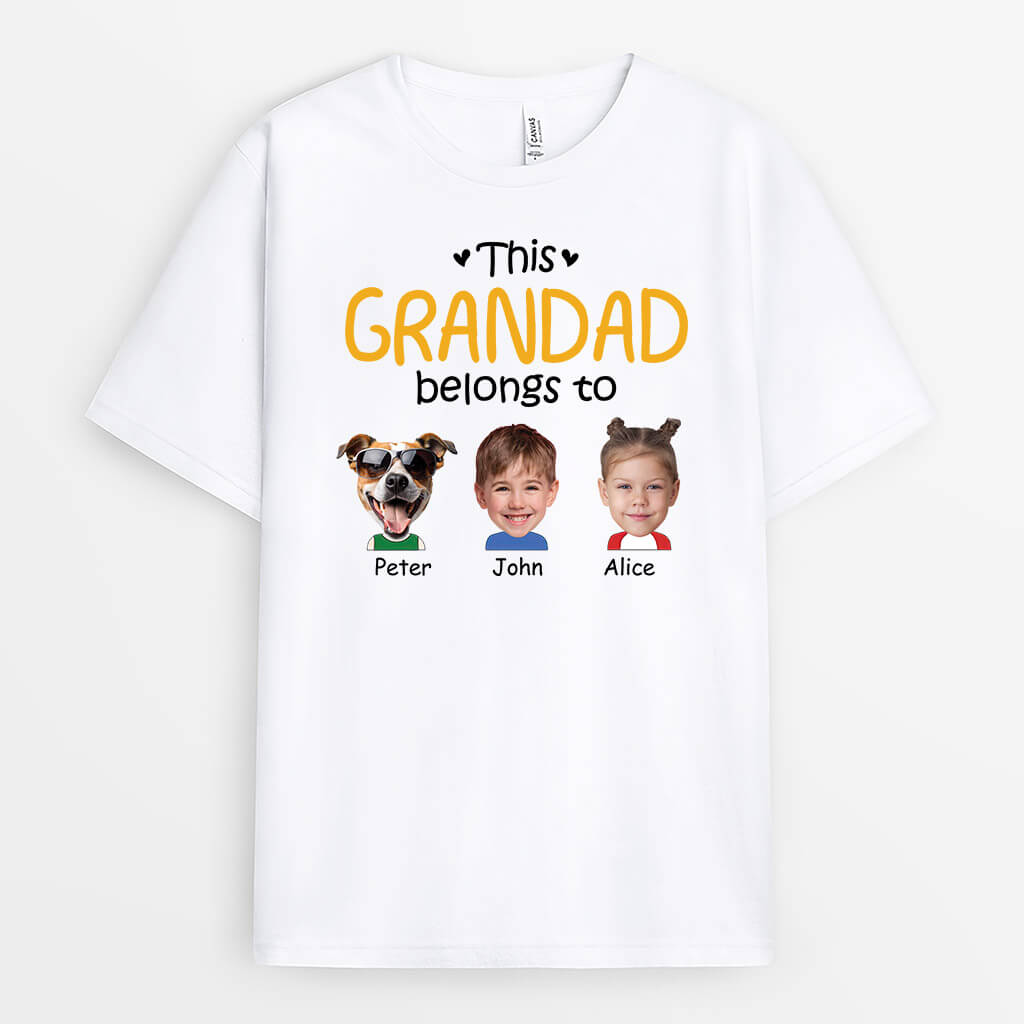 2412AUK1 personalised this dad grandad belongs to kids and pets t shirt