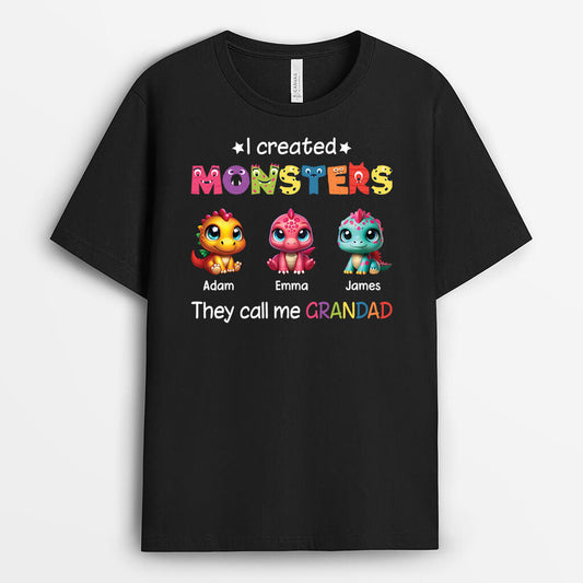 2414AUK1 personalised i created monsters they call me dad grandpa dinosaurs t shirt