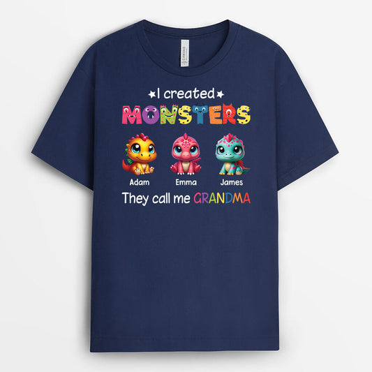 2414AUK2 personalised i created monsters they call me dad grandpa dinosaurs t shirt