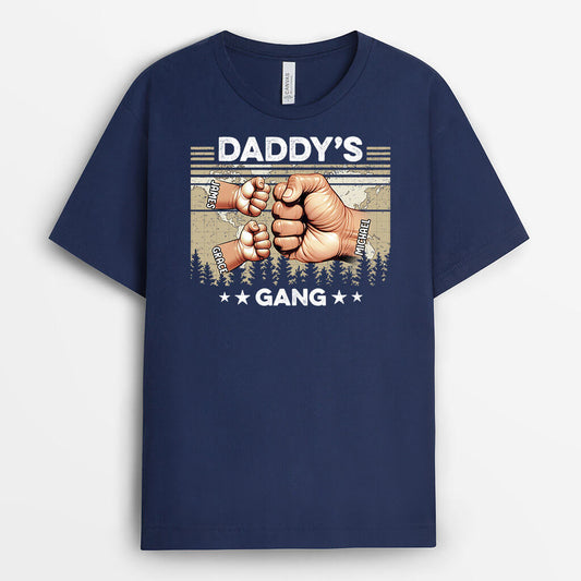 2433AUK2 personalised dads grandads gang fist bump t shirt