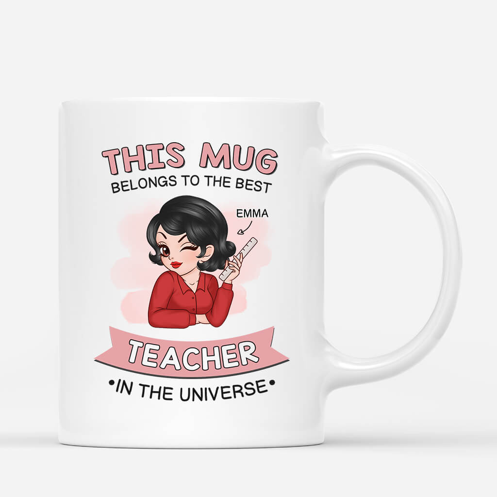 2478MUK1 personalised this belongs to the best teacher in the universe mug