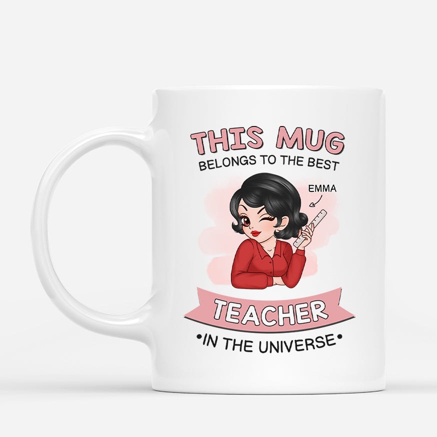 2478MUK1 personalised this belongs to the best teacher in the universe mug_0cd76cf8 359b 484d b3b0 2c5511248fae