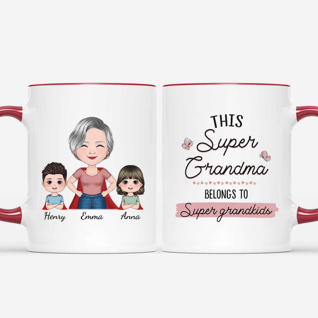 2486MUK1 personalised this super grandma belongs to super kids mug