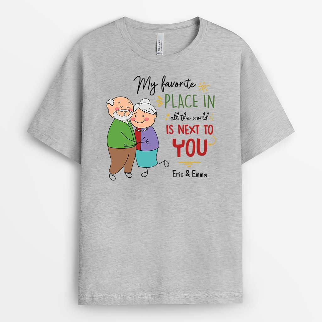 2503AUK1 personalised my favorite place in the world is next to you t shirt