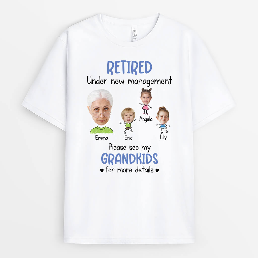 2525AUK1 retired under grandkids management t shirt personalised t shirt for her