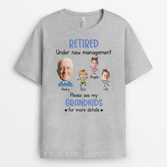 2525AUK2 retired under grandkids management t shirt personalised t shirt for her