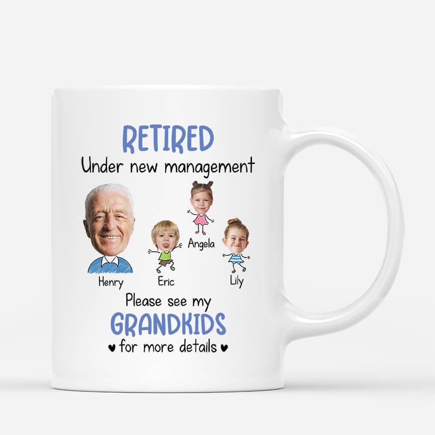 2525MUK1 retired under grandkids management mug personalised mug for him