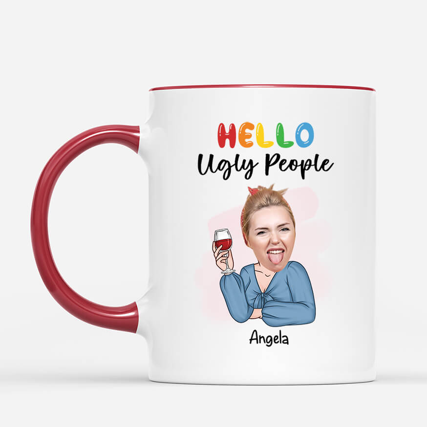 2553MUK2 hello ugly people mug personalised mug for her