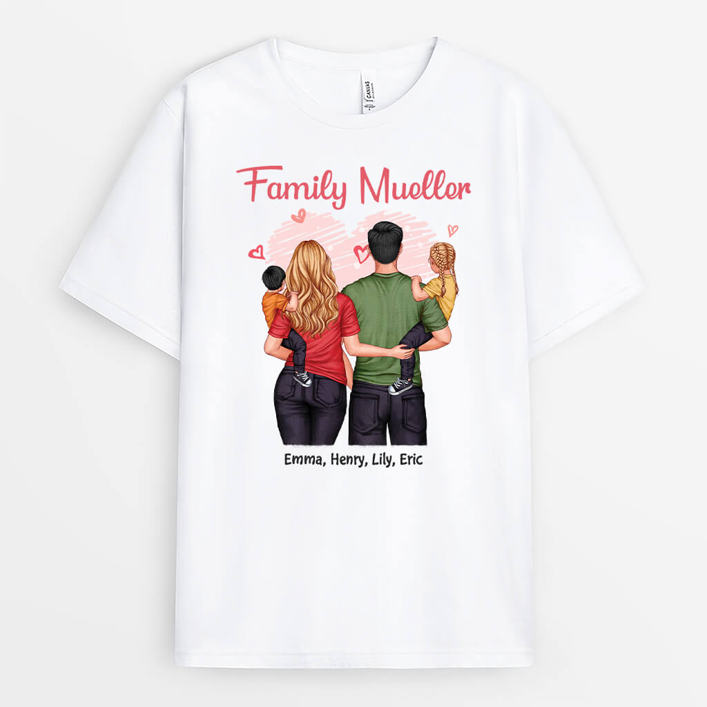 2565AUK1 family portrait hearts personalised t shirt