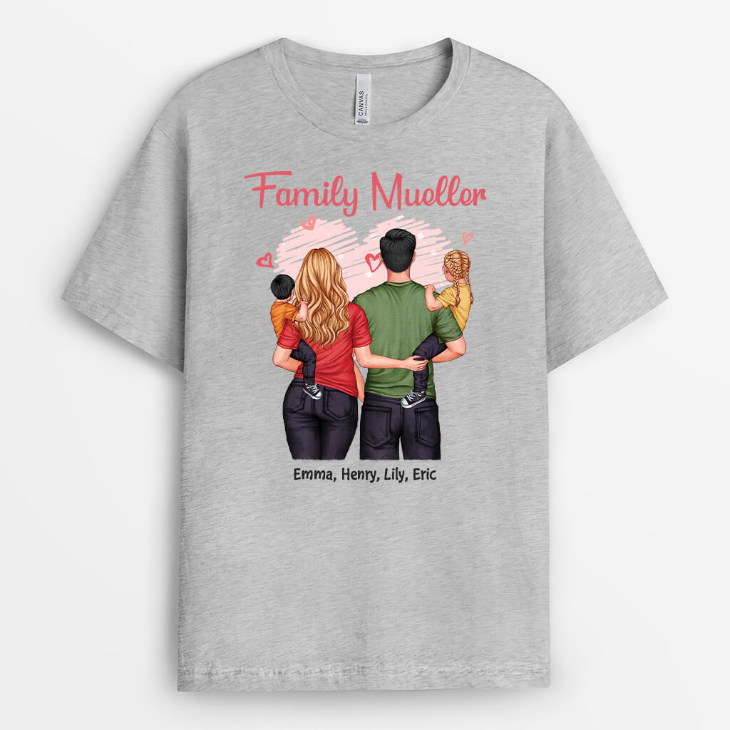 2565AUK2 family portrait hearts personalised t shirt