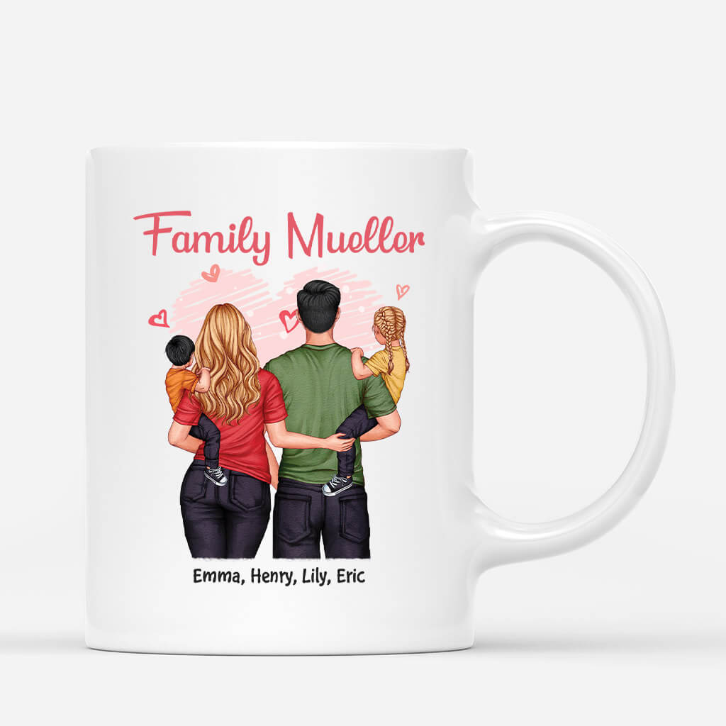 2565MUK1 family portrait hearts personalised mug