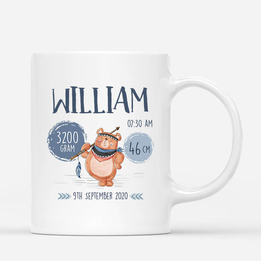 2588MUK1 birth height and weight mug personalised mug for kids