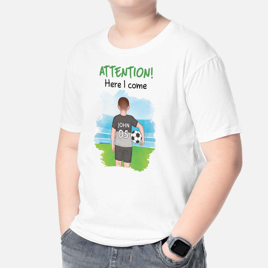 2589AUK2 attention here i come t shirt personalised t shirt for kid boys