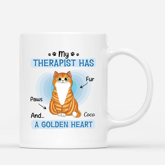 2593MUK1 my therapist has fur paws and a golden heart mug personalised mug for cat lovers