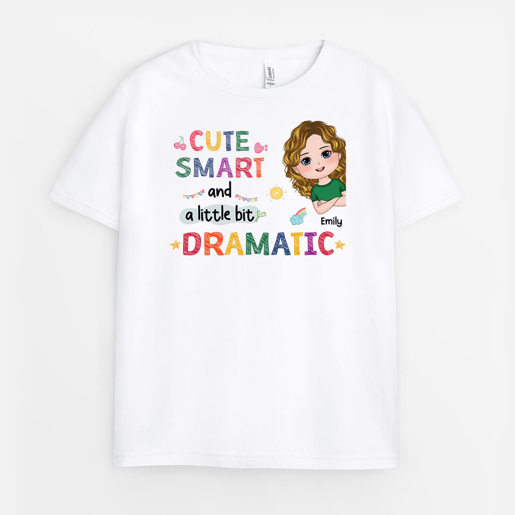 2607AUK1 a cute smart dramatic kid  personalised t shirt for kids