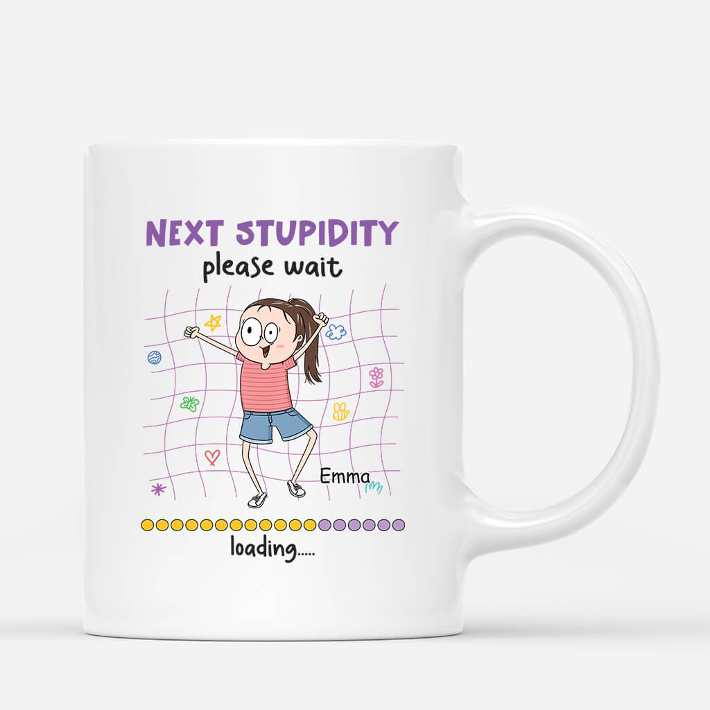 2610MUK1 next stupidity please wait loading  personalised mug for kids