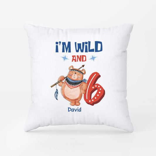 2614PUK1 im wild and 6  personalised pillow for kids