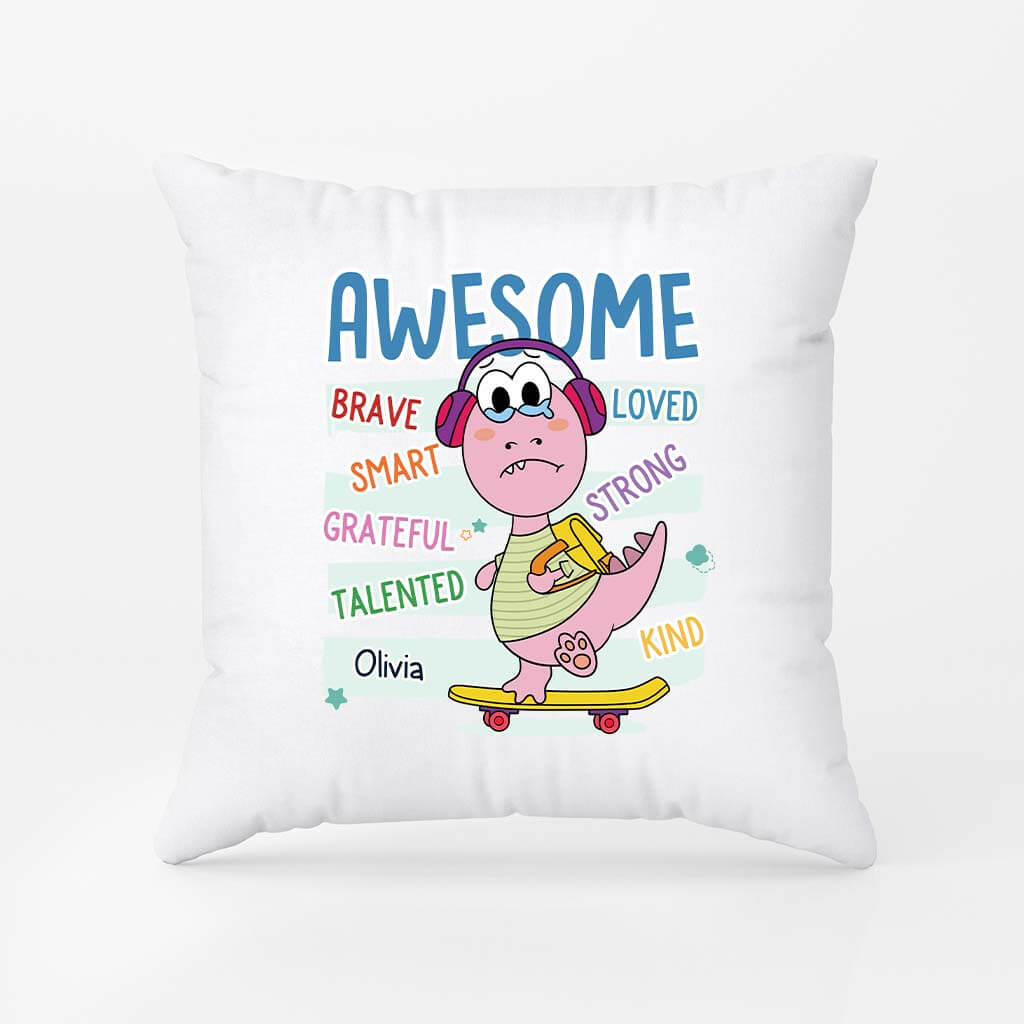 2616PUK2 an awesome kid with name  personalised pillow for kids