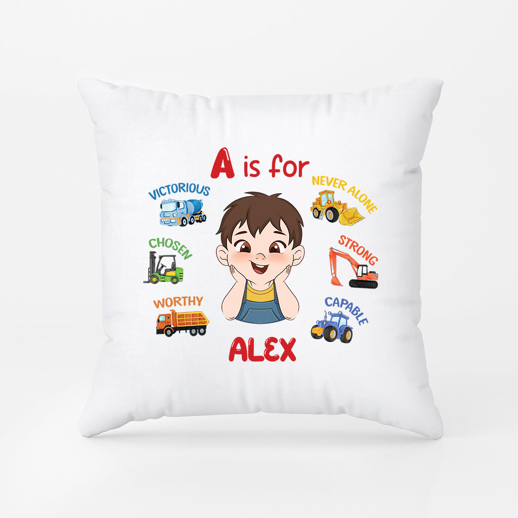 2620PUK1 learning alphabet name  personalised pillow for kids