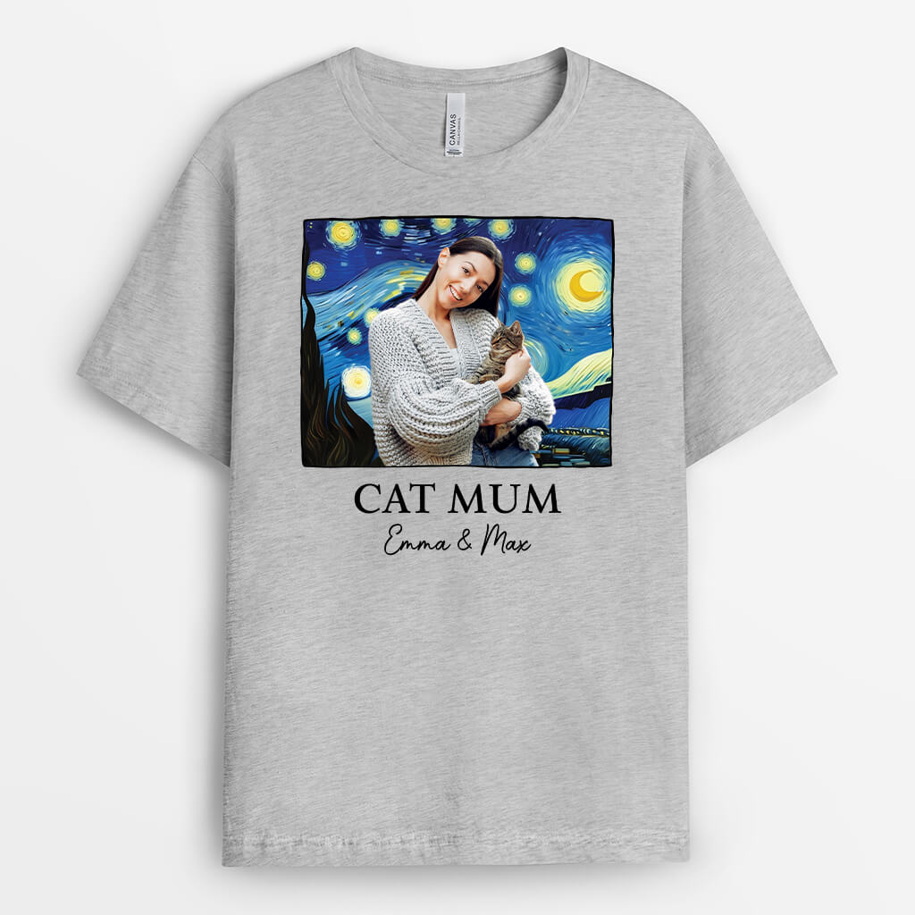 2628AUK1 cat mum with the starry night  custom cat themed shirts