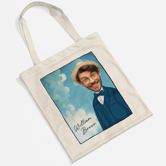 2629BUK2 a mans face  personalised printed tote bags for art lovers