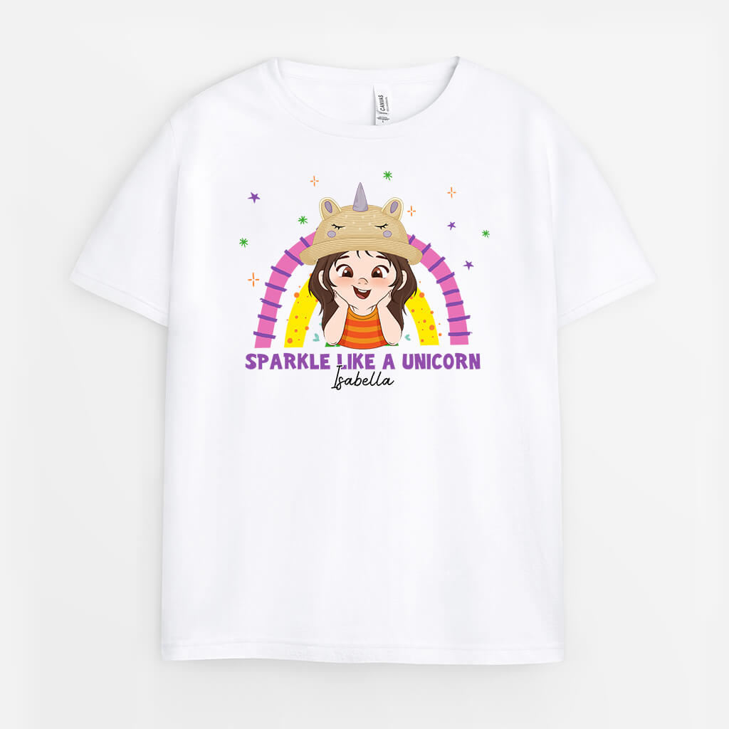 2638AUK1 sparkle like a unicorn  childrens personalised t shirts