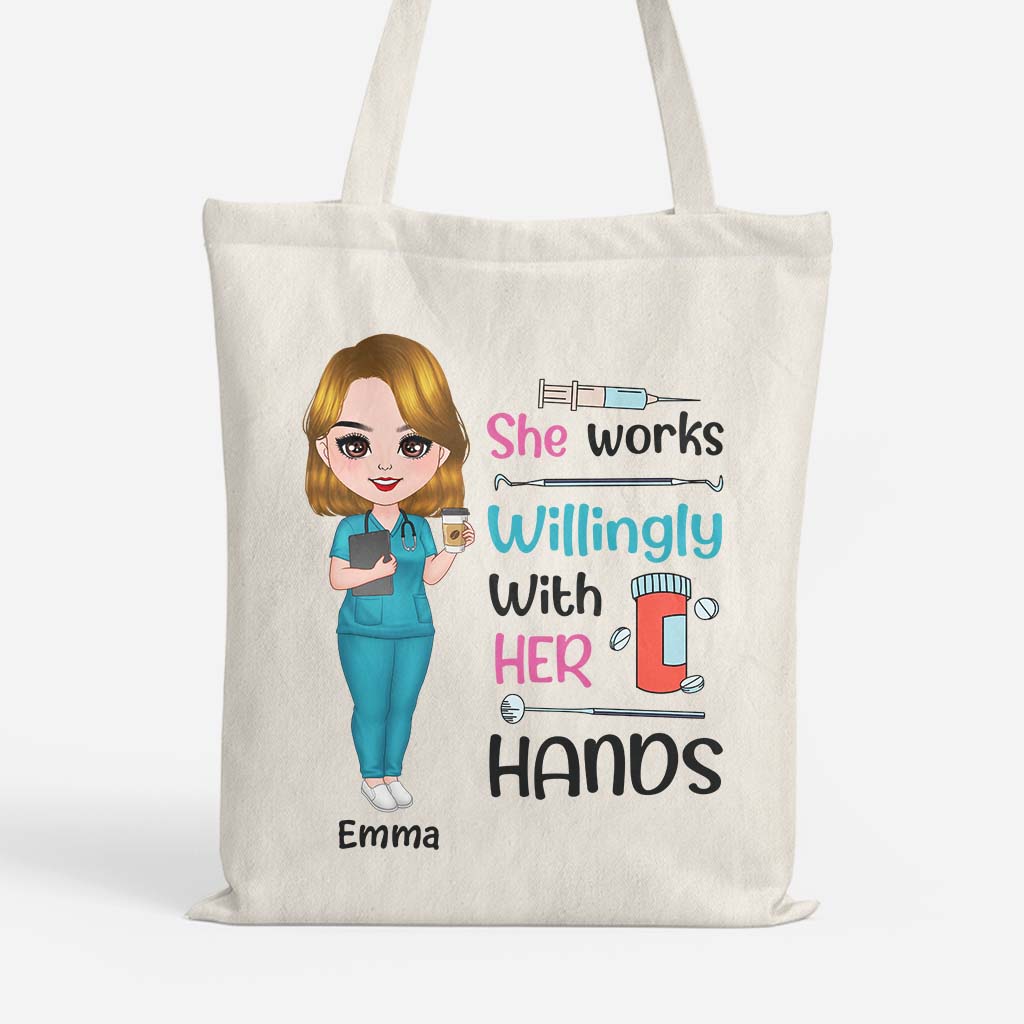 2641BUK1 she works willingly with her hands  custom tote bags for her