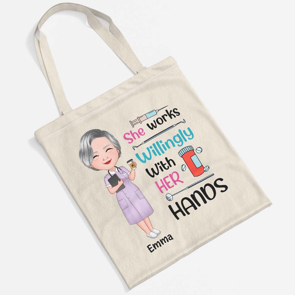 2641BUK2 she works willingly with her hands  custom tote bags for her