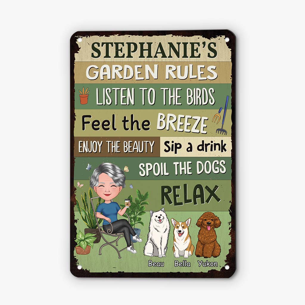 2643EUK2 females garden rules  custom metal sign printing for dog lovers_b2c6ee10 d34e 4ad3 a9c6 e863047b40ae