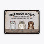 2645EUK1 keep door closed  custom metal signs uk for cat lovers