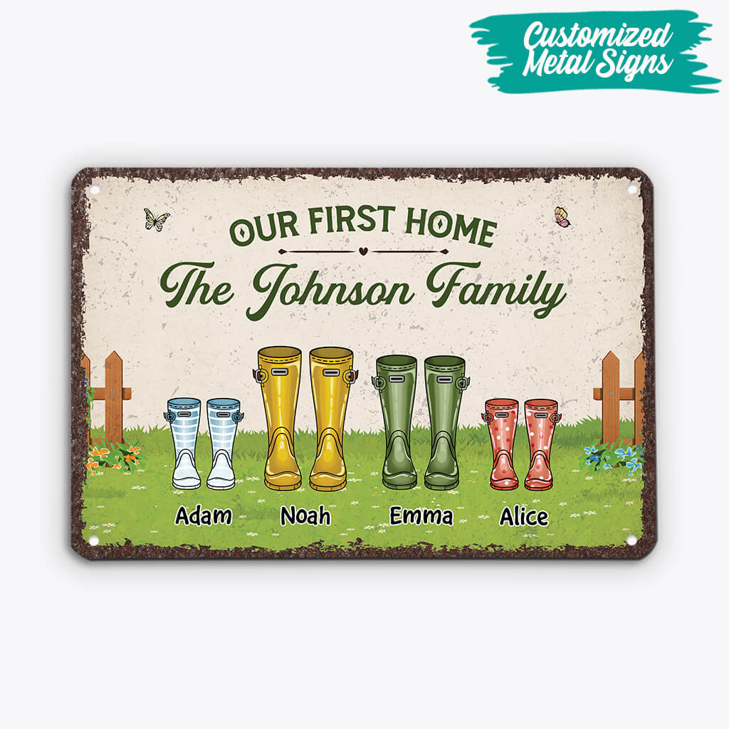 Engraved First Home Sign Our First Home - Personalized Metal Signs for Family - Personal Chic