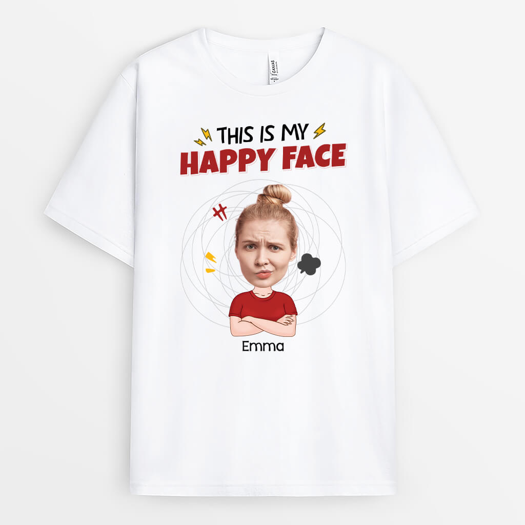 2661AUK1 this is my happy face  funny personalised printed t shirts for women