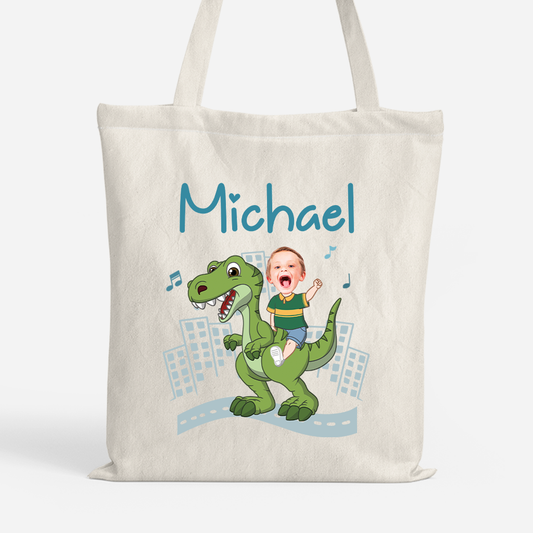 2671BUS1 dinosaur tote bag with name personalized gifts for kids 2671b6f5k