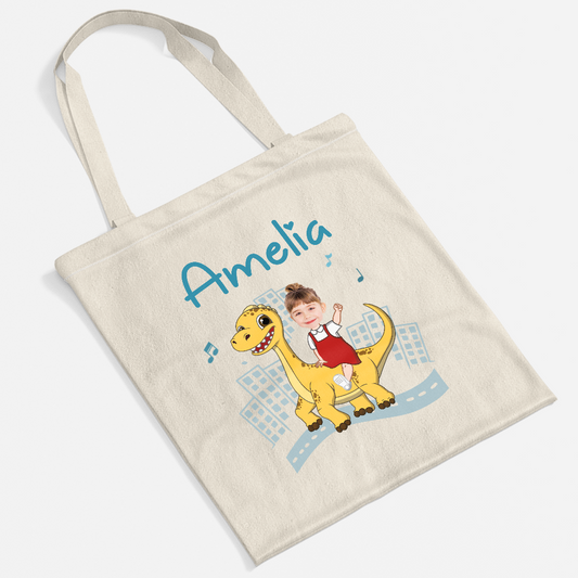 2671BUS2 dinosaur tote bag with name personalized gifts for kids 2671b6f5k