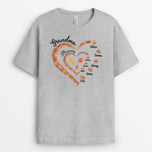 2693AUK2 mums heart with pumpkins t shirt  customized gifts for autumn