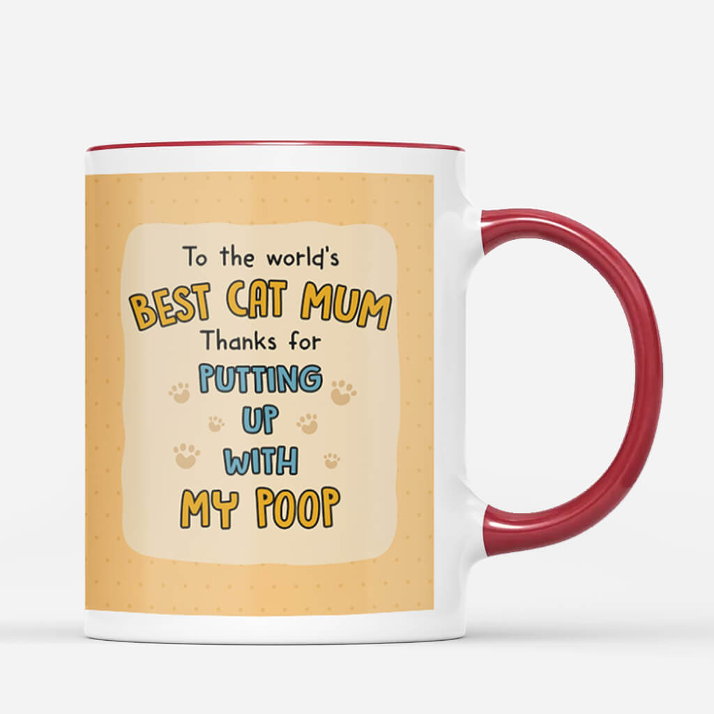 2694MUK3 to best cat dad thanks for putting up with my poop mug  custom mugs uk for cat lovers